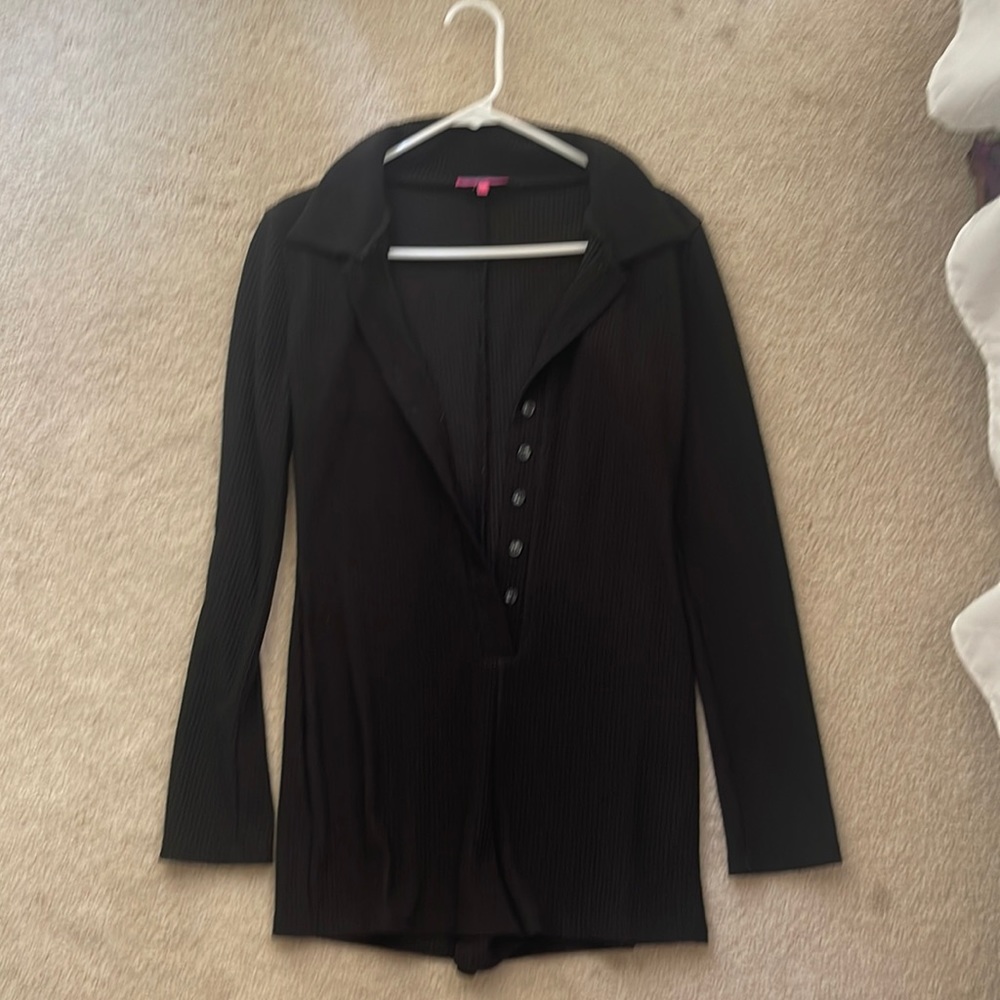 edikted black button up jumpsuit